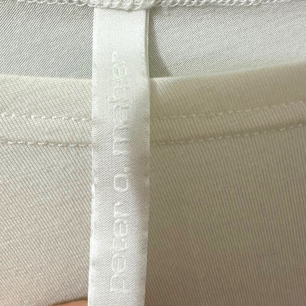 Peter O. Mahler Top Large Asymmetric Neckline White Jersey Knit Stretch Tunic - Picture 3 of 7